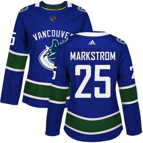 Adidas Vancouve Canucks 25 Jacob Markstrom Blue Home Authentic Women Stitched NHL Jersey